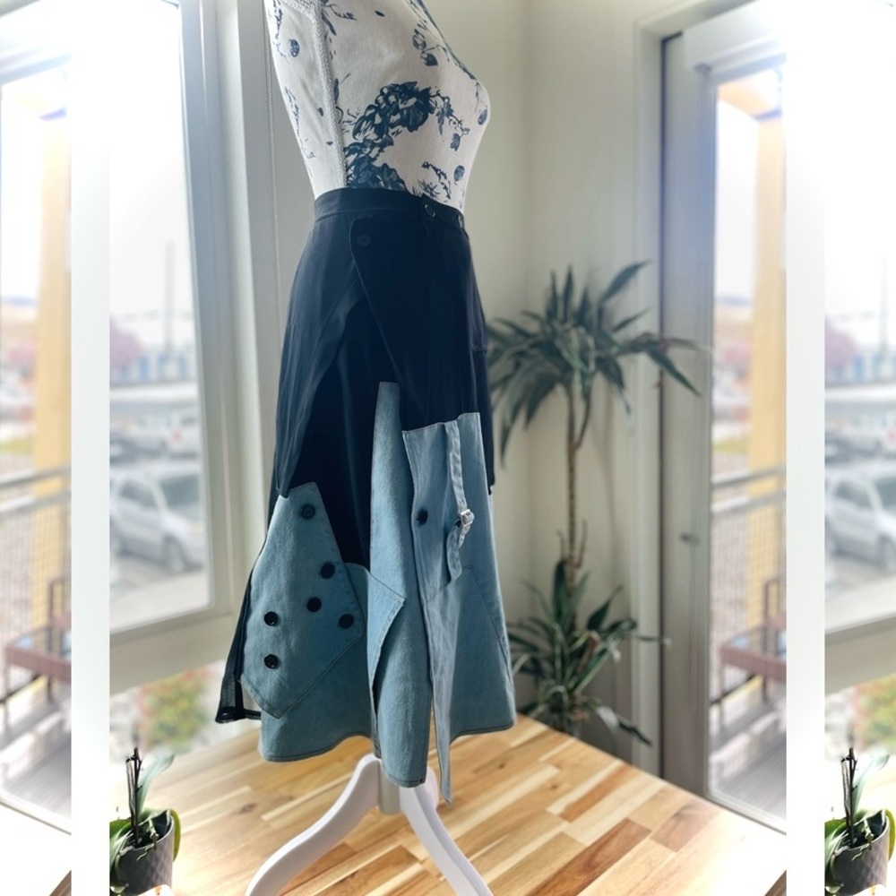 Split | Xs / S | Two-Tone Patchwork Asymmetrical … - image 1